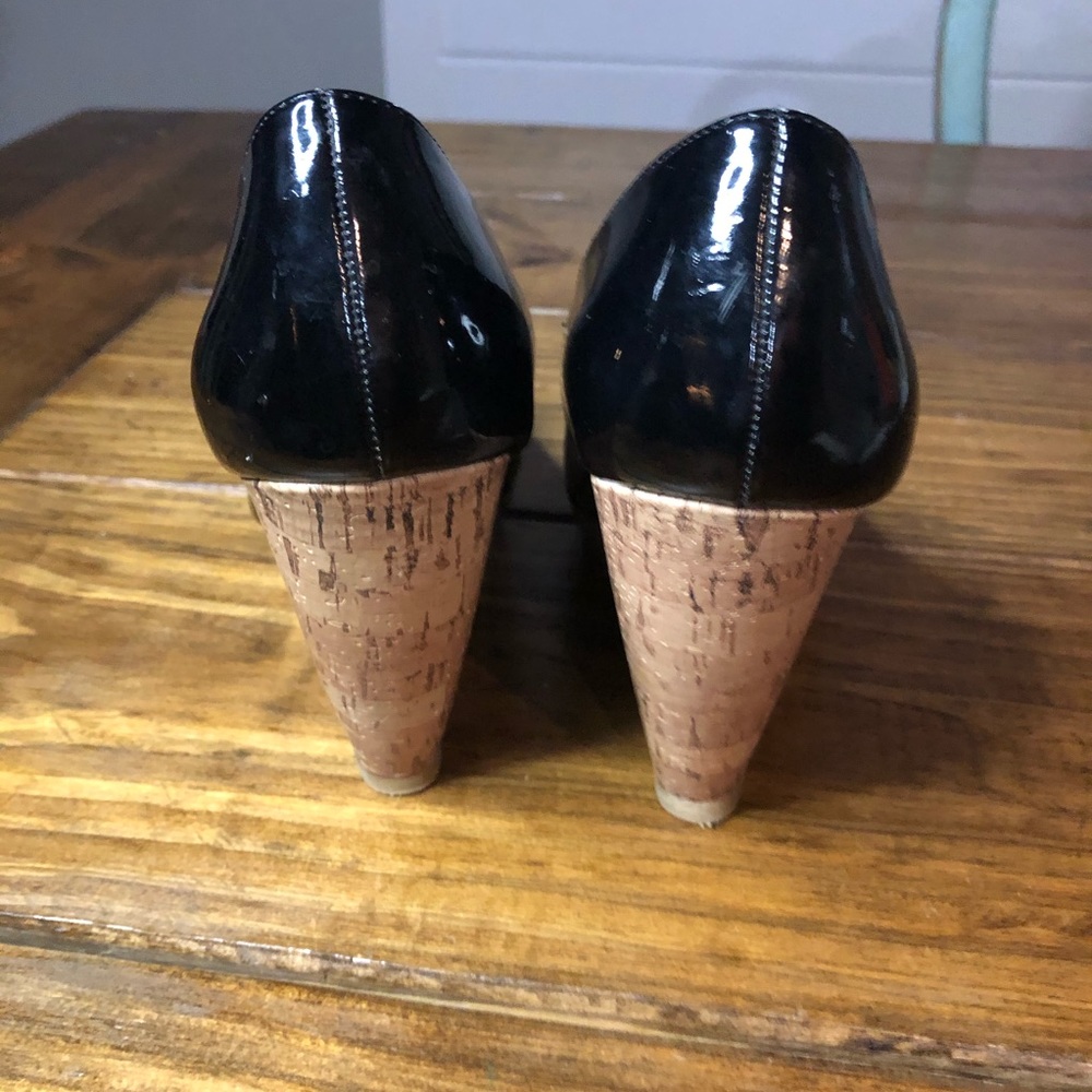 Black patent wedges